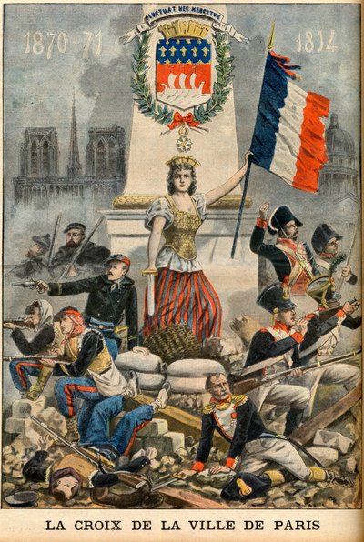 fluctuat nec mergitur - تم تقديم صليب مدينة باريس في شعار باريس ، رسم توضيحي من صحيفة "Le Petit Journal" الإنجليزية في 5 مايو بواسطة المدرسة الفرنسية