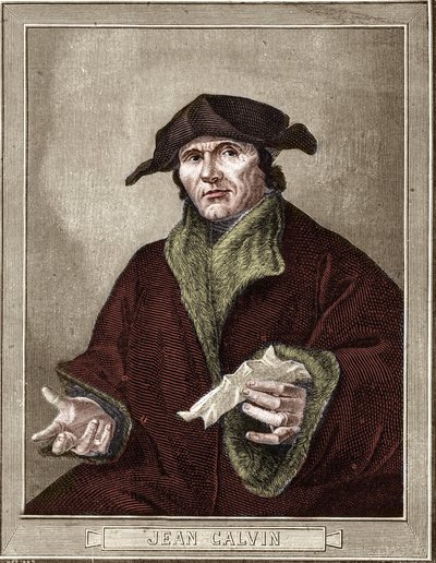 صورة جان كالفين (1509-1564) ، مصلح وكاتب ديني فرنسي. بواسطة المدرسة الفرنسية
