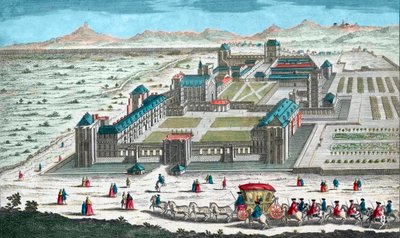 منظر شاتو دي فينسين - شاتو دي فينسين بالقرب من باريس ، en vue d'oeil - نقش من القرن الثامن عشر - منظر منظور للقصر: الحدائق ، رسم لو نوتر للويس الرابع عشر غرب الزنزانة - بواسطة المدرسة الفرنسية