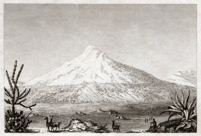 بركان شيمبورازو. (نقش ، حوالي 1840) بواسطة فريدريش الكسندر بارون فون (بعد) هومبولت