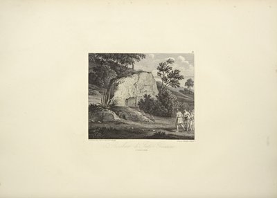 صخرة Inti-Guaicu ، رسمها كوخ ، نقشها Dutterhoffer ، رسم توضيحي من "مناظر كورديليراس وآثار الشعوب الأصلية في أمريكا" بقلم ألكسندر فون هومبولت وأيم بونبلاند بواسطة فريدريش الكسندر بارون فون (بعد) هومبولت