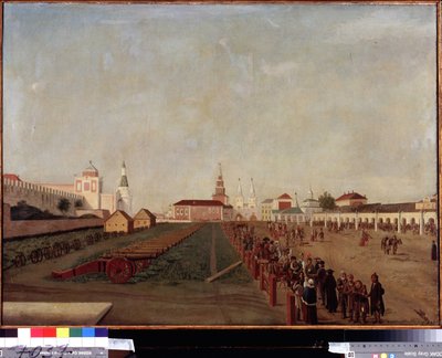 الساحة الحمراء في موسكو. لوحة لفريدريك هيلفردينج (1710-1798) ، زيت على قماش ، حوالي عام 1780. الفن الألماني في القرن الثامن عشر. متحف الدولة الروسية ، سانت بطرسبرغ. بواسطة فريدريش هيلدردينج