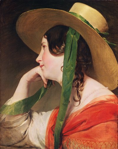 فتاة في قبعة من القش الأصفر ، بواسطة Friedrich von Amerling