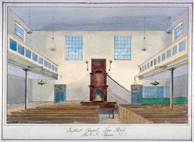 منظر Inteiror لـ Lion Street Baptist Chapel ، قبالة طريق نيو كينت ، ساوثوارك ، لندن ، 1826 بواسطة جي ييتس