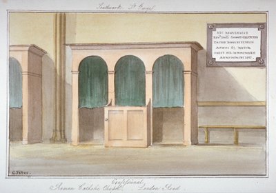 اعتراف الكنيسة الرومانية الكاثوليكية على طريق لندن ، ساوثوارك ، لندن ، 1825 بواسطة جي ييتس