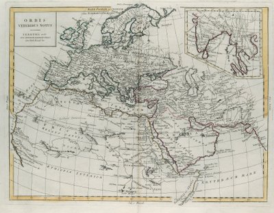 عالم معروف لدى القدماء ، نقش من قبل G. Zuliani مأخوذ من Tome IV من أحدث أطلس تم نشره في البندقية عام 1785 بواسطة أنطونيو زاتا ، مجموعة خاصة بواسطة G. Zuliani