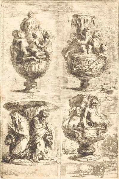 أربعة مزهريات بواسطة غابرييل جاك دي سانت أوبين