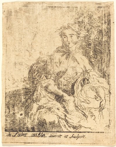شابة على الشرفة بواسطة Gabriel Jacques de Saint Aubin