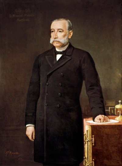 صورة لمانويل ألونسو مارتينيز (1827-1891) ، محامي إسباني وعضو سياسي في حزب الاتحاد الليبرالي مدريد ، مؤتمر النواب.   لوحة لغابرييل موريتا (القرن التاسع عشر). بواسطة غابرييل موريتا أراسيل