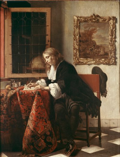 رجل يكتب رسالة بواسطة Gabriel Metsu