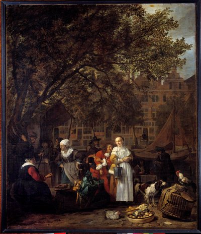 ممشى أمستردام للأعشاب رسم غابرييل ميتسو (1629-1667) شمس القرن السابع عشر. 0،97x0،84 م متحف اللوفر في باريس بواسطة غابرييل ميتسو