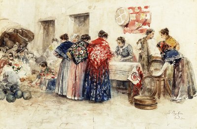 في السوق ، 1900 بواسطة Gabriel Puig Roda