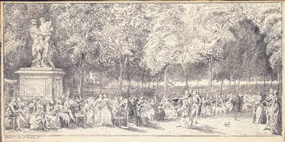 اجتماع في حدائق التويلري حول تمثال ، 1760 بواسطة غابرييل دي سانت أوبين
