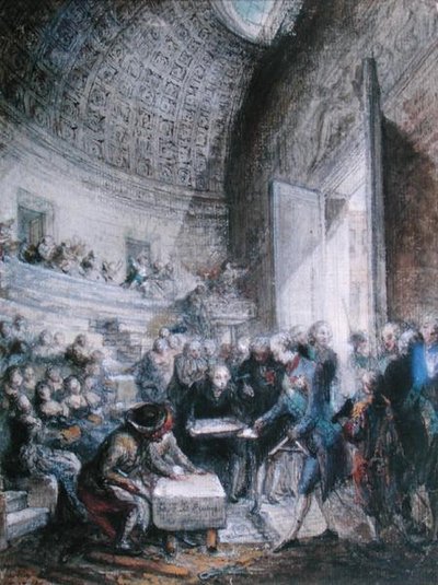 لويس السادس عشر (1754-1793) وضع الحجر الأول للأكاديمية الملكية للجراحة بواسطة غابرييل دي سانت أوبين