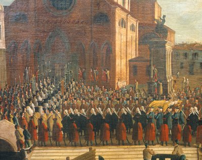 جنازة دوجي في كنيسة سانتي جيوفاني إي باولو ، غابرييل بيلا (1730-1799) ، زيت على قماش. بواسطة غابرييل بيلا