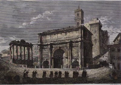 قوس سيبتيموس السادس ، المنتدى ، روما ، من سلسلة من تأليف Gaetano Cottafavi ، c.1850 (نقش الفولاذ) بواسطة Gaetano Cottafavi