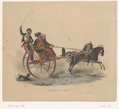 ثلاثة رجال في عربة جاليسينو دي نابولي (العنوان على الكائن) بواسطة جاتي