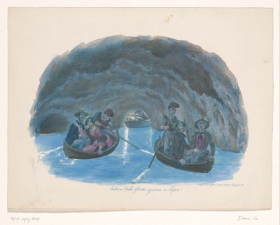 شخصيات على قوارب التجديف في Blue Grotto في كابري Interno della Grotta azzurra a Capri (العنوان على الكائن) بواسطة جاتي ودورا