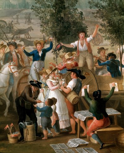 La feast de la Madonna dell'Arco a Naples (Feast of the Madonna of the Arch) تفاصيل بائع صور دينية وتاجر مياه - لوحة رسمها Gaetano Gigante (1770-1840) 1825 Naples ، Museo Nazionale di San Martino بواسطة جايتانو جيغانتي
