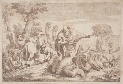 نوح يقود الحيوانات إلى الفلك بواسطة Gaetano Zompini ، بعد Giovanni Benedetto Castiglione