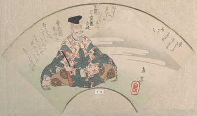 شاعر وجبل فوجي من مجموعة مطر الربيع Harusame shu، vol. 3 ، كاليفورنيا. 1820s. بواسطة Gakutei