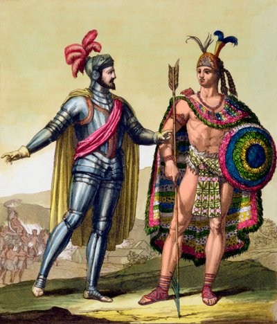 المواجهة بين هيرناندو كورتيس ومونتيزوما الثاني ، المكسيك ، 1519 حوالي 1820-1839 بواسطة جالو غالينا