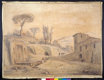The Antique Fountain and Arch at Grottaferrata, Rome (pen & ink with watercolor on paper) بواسطة غاسبار فان ويتل
