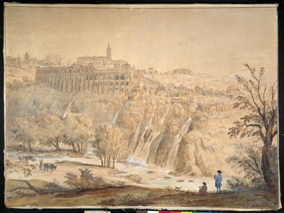 View of the Basilian Monastery at Grottaferrata, Rome (pen & ink with watercolor on paper) بواسطة غاسبار فان ويتل