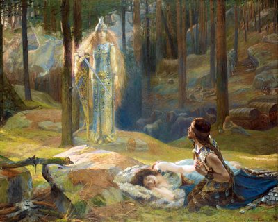 La revelation ، Brunnhilde (Brunehilde ، Brynhildr) decouvrant Siegmund et Sieglinde - The Revelation. Brunhilde رؤية Siegmund و Sieglinde بواسطة Bussiere ، Gaston (1862-1928) بواسطة جاستون بوسير