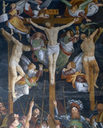 صلب ، تفاصيل من لوحة جدارية من قبل Gaudenzio Ferrari (1475-1546) ، كنيسة سان كريستوفورو ، فرشيلي ، بيدمونت ، إيطاليا بواسطة جودنزيو فيراري