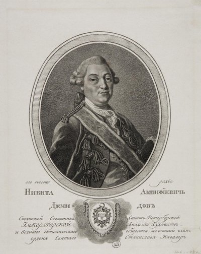 صورة لنيكيتا أكينفيفيتش ديميدوف 1724-1789 ، 1786 بواسطة جافريل إيفانوفيتش سكورودوموف