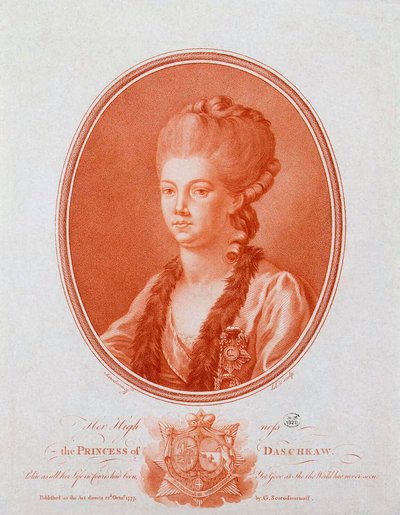 صورة للأميرة يكاترينا رومانوفنا فورونتسوفا-داشكوفا 1743-1810 ، 1777. بواسطة جافريل إيفانوفيتش سكورودوموف