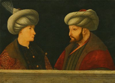 صورة للسلطان محمد الثاني (1432-1481) مع شخصية شابة (زيت على خشب) بواسطة غير اليهود (مدرسة) بيليني