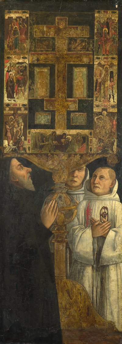الكاردينال بيساريون واثنان من أعضاء Scuola della Carità في الصلاة مع Bessarion Reliquary ، ج. 1473 بواسطة جنتيلي بيليني
