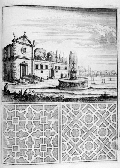 تصميم المنزل والنافورة والحديقة ، 1664 بواسطة جورج أندرياس بوكلر