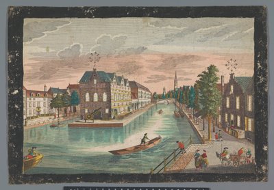 منظر لـ Warehouse de Geer في Delft Prospect des Zeug-Hausses، inner halb der Stadt Delft (العنوان على الكائن) بواسطة جورج بالتازار بروبست (ربما)