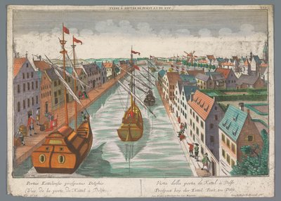 منظر لقناة بالقرب من Ketelpoort في Delft Prospect Bey der Kettel Port ، zu Delft (العنوان على الكائن) Delft (عنوان السلسلة) بواسطة جورج بالتازار بروبست
