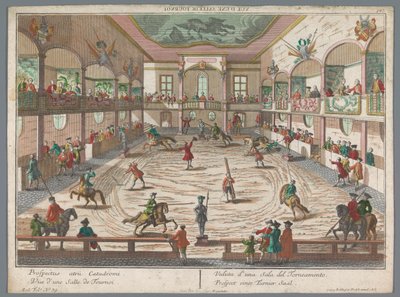 منظر لمدرسة البطولة Prospect eines Turnier Saal (العنوان على الكائن) مدارس البطولة والمبارزة (عنوان السلسلة) بواسطة جورج بالتازار بروبست