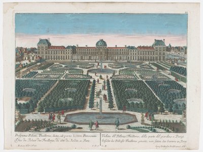 منظر لقصر التويلري في باريس من Jardin des Tuileries Gesicht des Pallasts Thuilleries genannt ، von seiten des Gartens zu Paris (العنوان على الكائن) باريس (عنوان المسلسل) بواسطة آدم بيريل