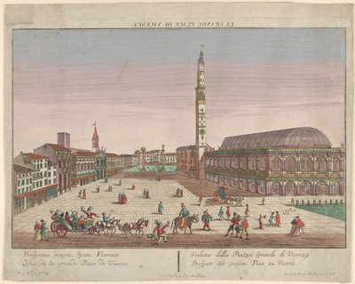 منظر لساحة dei Signori في فيتشنزا مع عربات وأشكال تجرها الخيول ... ، كاليفورنيا. 1750-1801. بواسطة جورج بالتازار بروبست