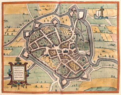 آلست، بلجيكا - في كتاب "Civitates Orbis Terrarum" لجورج براون، كولونيا 1617 بواسطة جورج براون