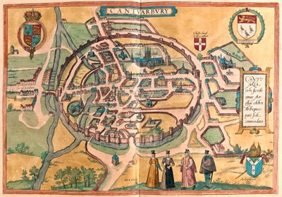 كانتربري، إنجلترا - في كتاب "Civitates Orbis Terrarum" لجورج براون، كولونيا 1617 بواسطة جورج براون