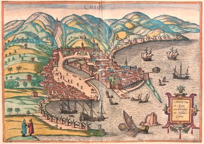 خيوس، اليونان - في كتاب "Civitates Orbis Terrarum" لجورج براون، كولونيا 1617 بواسطة جورج براون