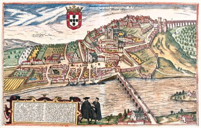 كويمبرا، البرتغال - في كتاب "Civitates Orbis Terrarum" لجورج براون، كولونيا 1617 بواسطة جورج براون