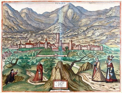 فوندي (بلاد الرومان)، إيطاليا - في "Civitates Orbis Terrarum" لجورج براون، كولونيا 1617 بواسطة جورج براون