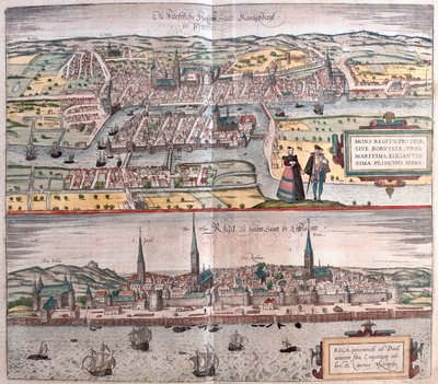 كونيغسبرغ (ألمانيا وبولندا)، ريغا (ليتونيا) - في "Civitates Orbis Terrarum" لجورج براون، كولونيا 1617 بواسطة جورج براون