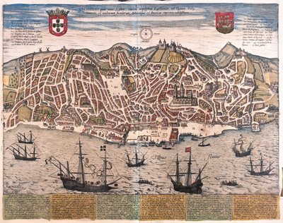 لشبونة، البرتغال - في كتاب "Civitates Orbis Terrarum" لجورج براون، كولونيا 1617 بواسطة جورج براون