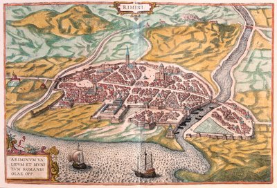 ريميني، إيطاليا - في كتاب "Civitates Orbis Terrarum" لجورج براون، كولونيا 1617 بواسطة جورج براون