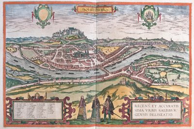 سالزبورغ، ألمانيا - في كتاب "Civitates Orbis Terrarum" لجورج براون، كولونيا 1617 بواسطة جورج براون