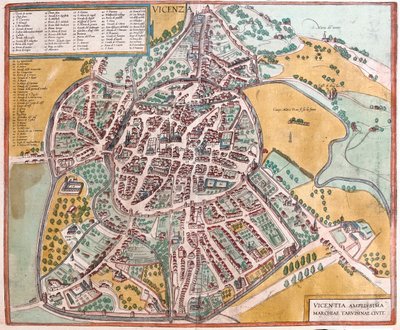 فيتشنزا، إيطاليا - في كتاب "Civitates Orbis Terrarum" لجورج براون، كولونيا 1617 بواسطة جورج براون